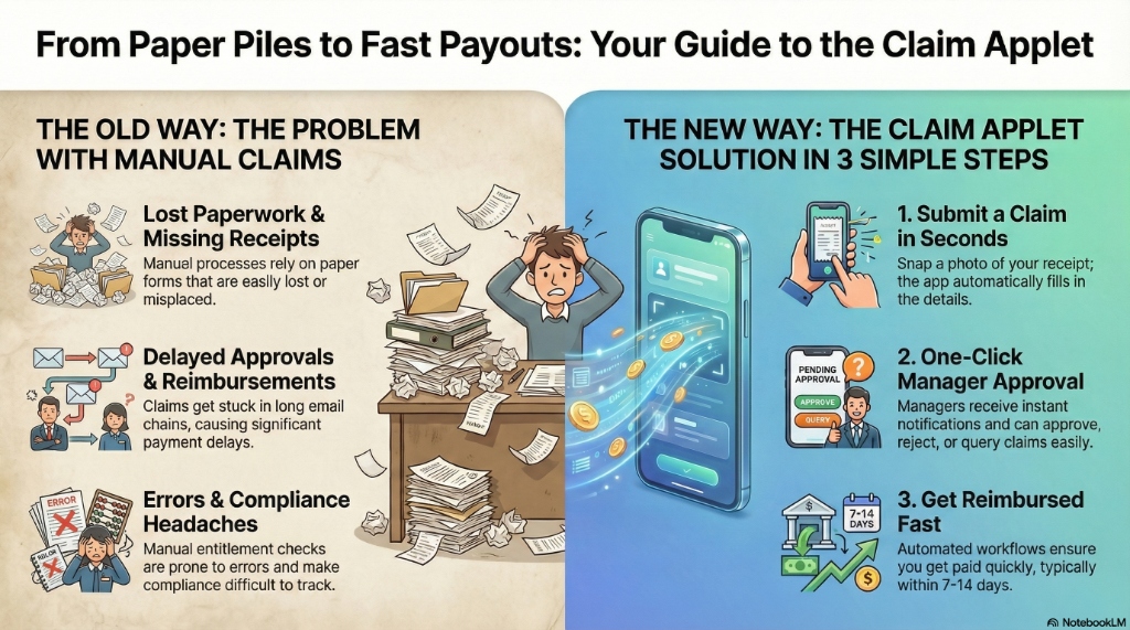 From Paper Piles to Fast Payouts: Your Guide to the Claim Applet - comparing the old manual claim process with the new digital solution