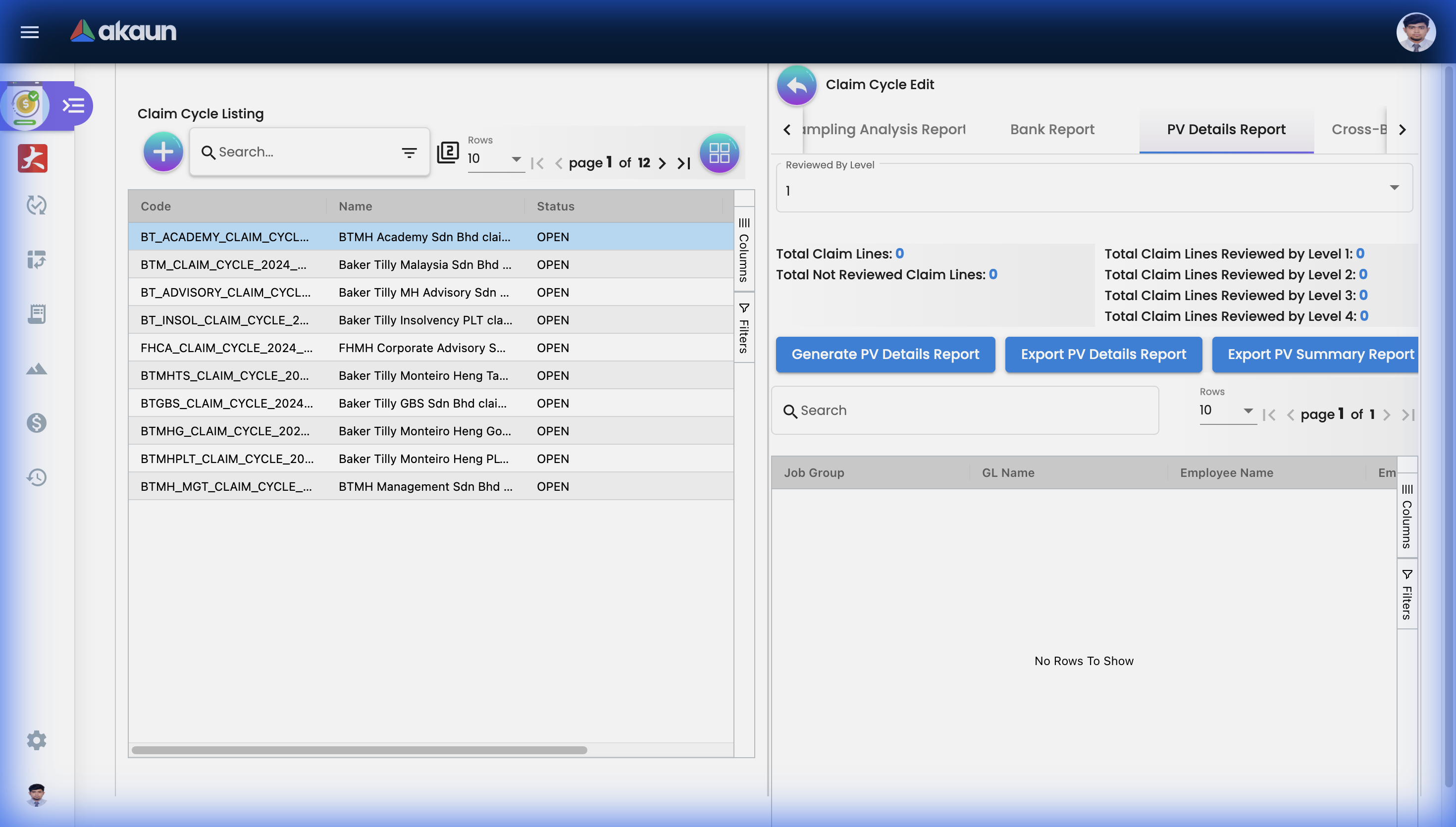 PV Details Report Tab