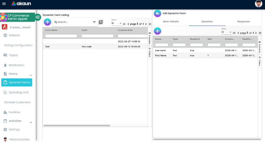 Dynamic Form Questions