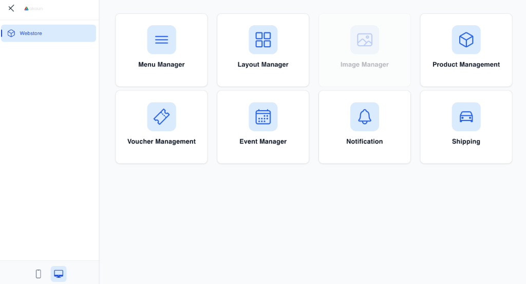 Webstore Dashboard Interface
