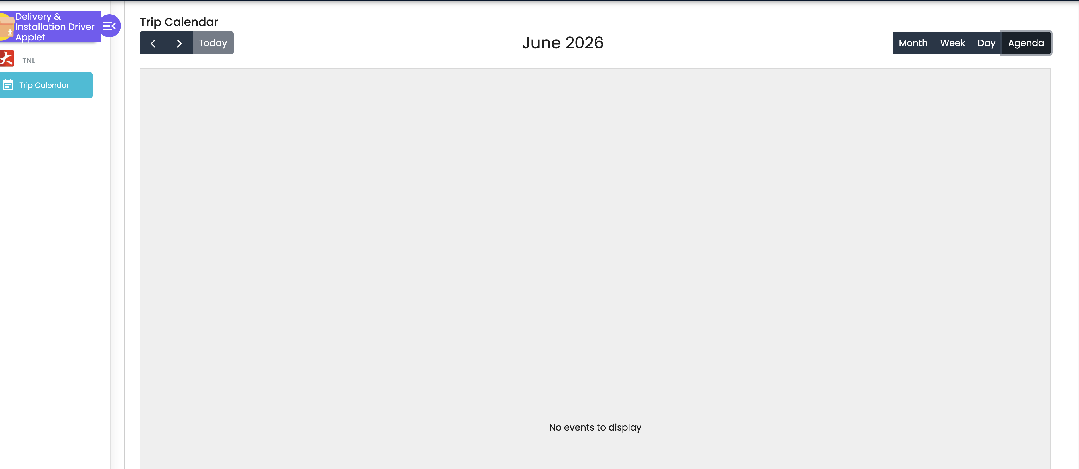 Trip Calendar - Agenda View