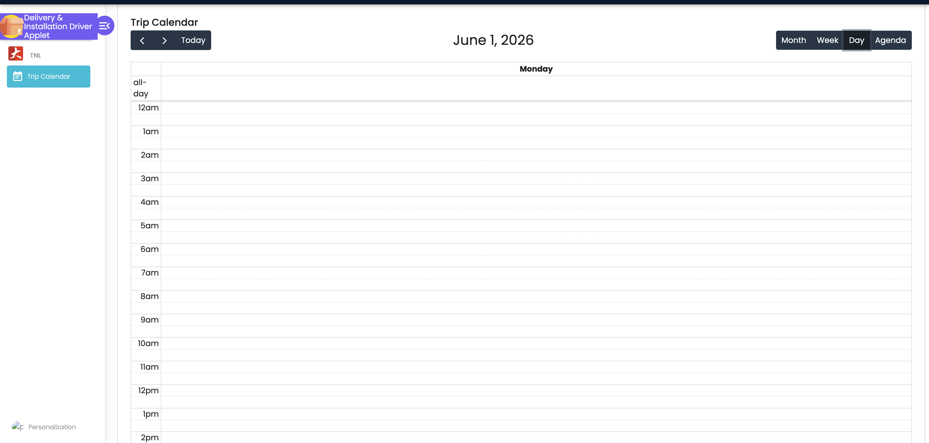 Trip Calendar - Day View