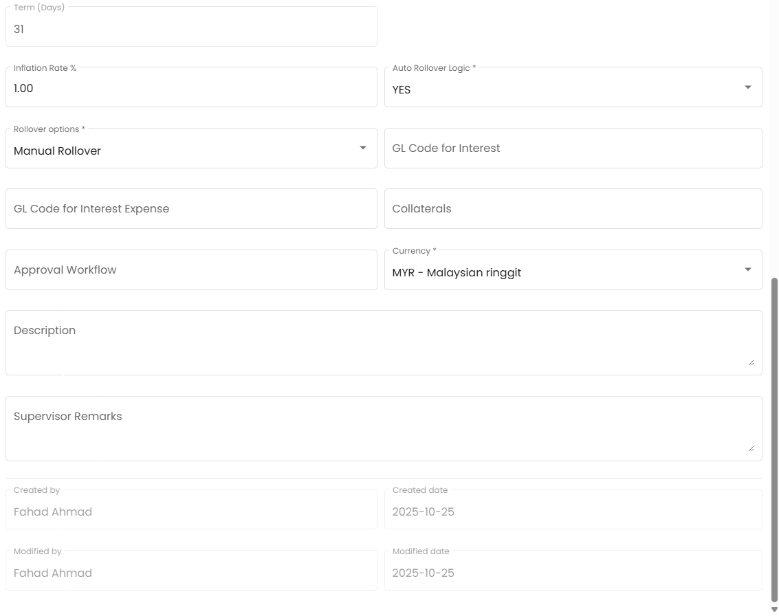 Register Details (Section 2) - interest accounting and rollover configuration