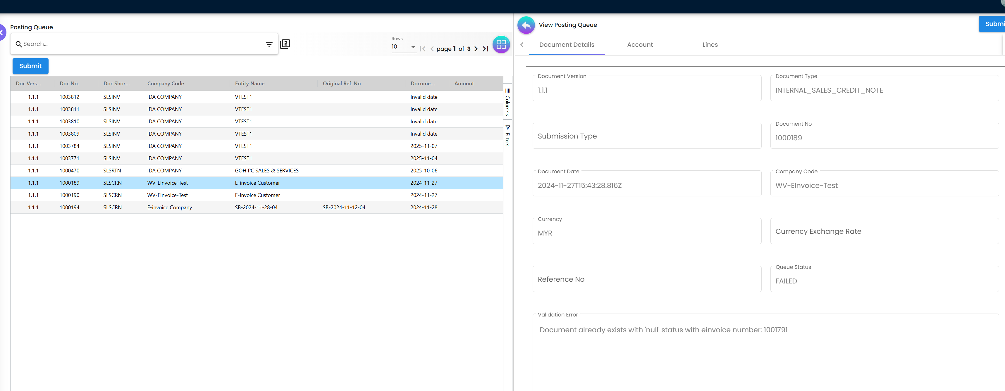 Posting Queue Interface