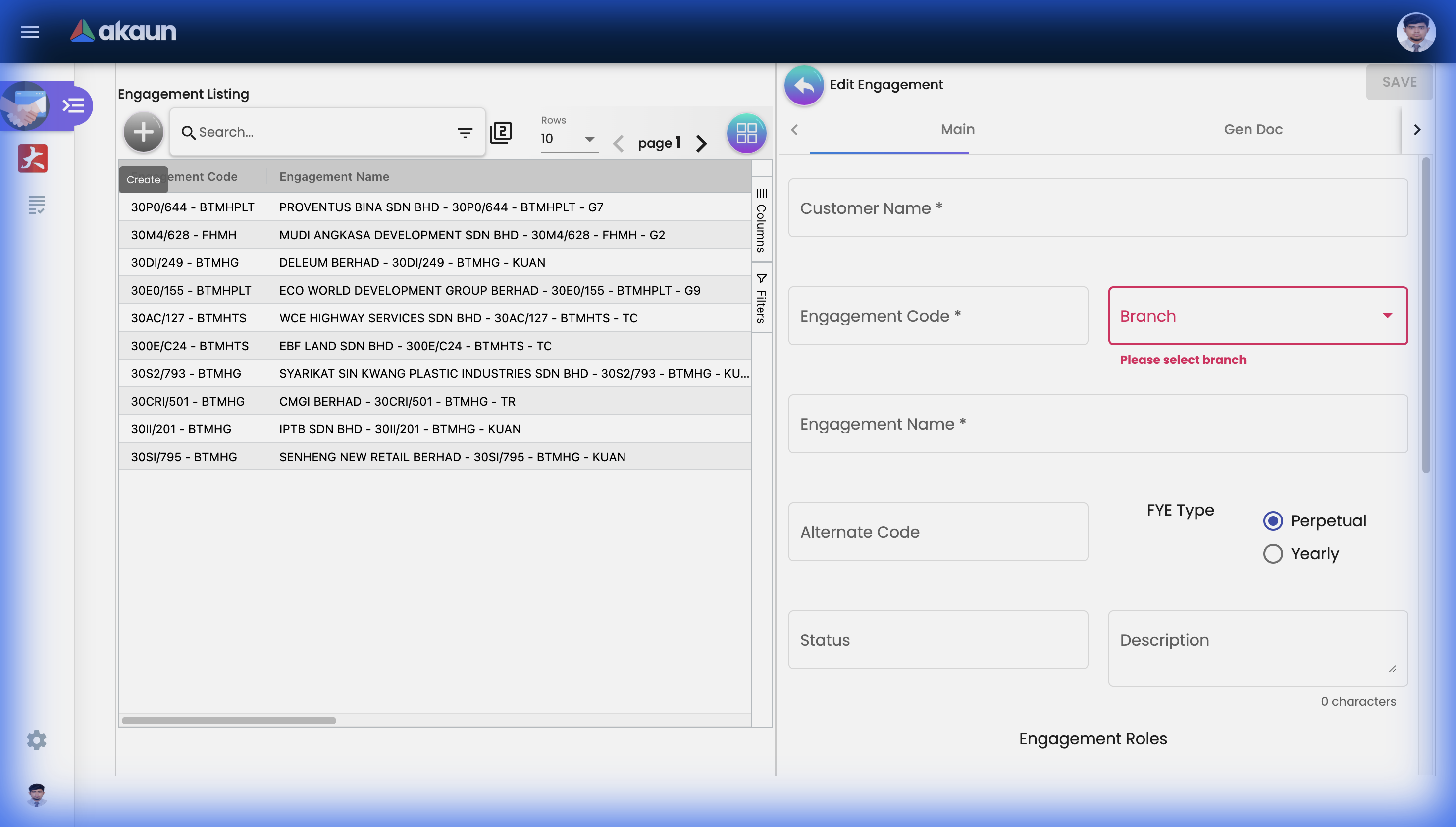 Create Engagement Form