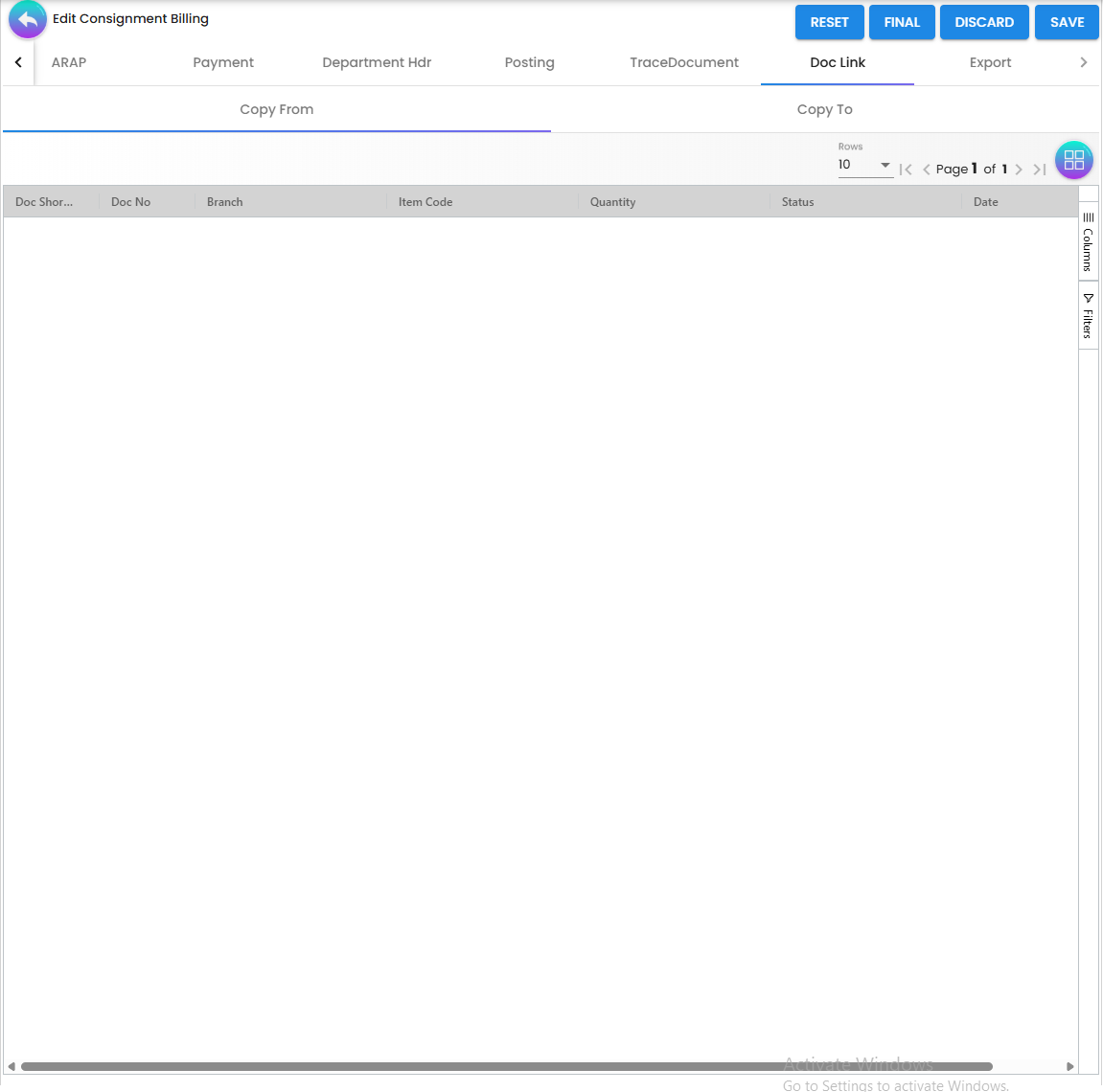 Doc Link Tab - direct links to source and destination documents