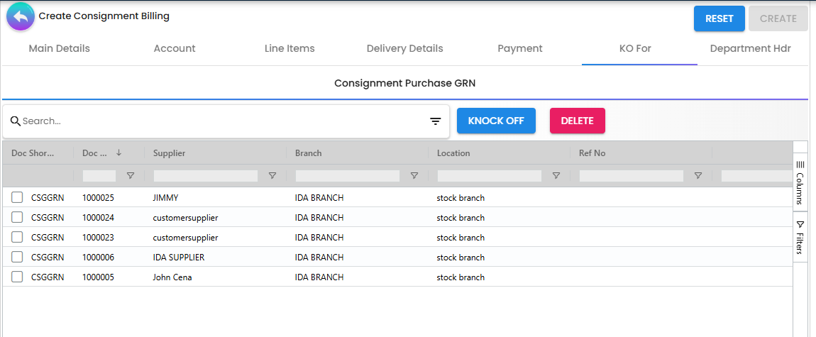 KO For Tab - linking the billing record to upstream purchase orders or GRNs