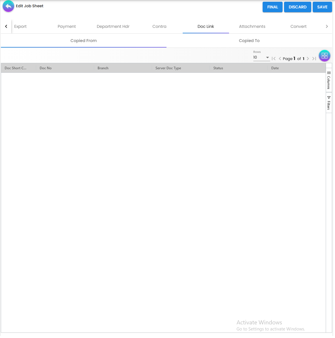 Doc Link Tab - traceability between upstream orders and downstream invoices