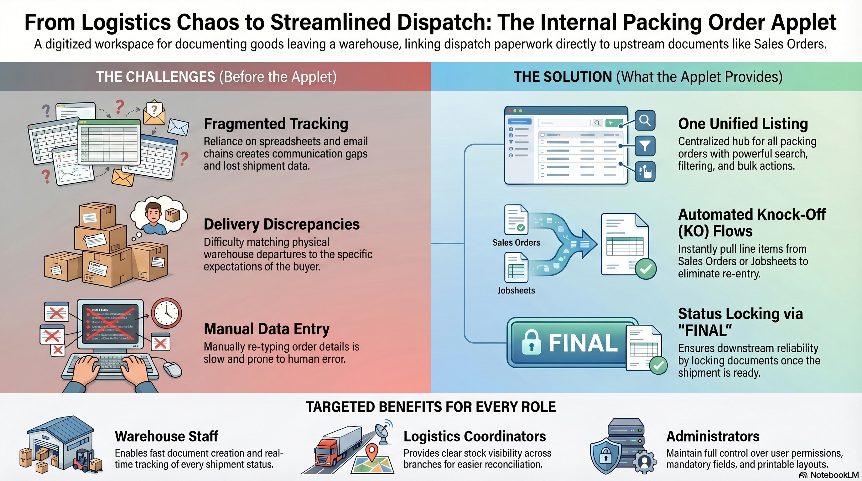 Internal Packing Order Applet Overview — from order creation to dispatch