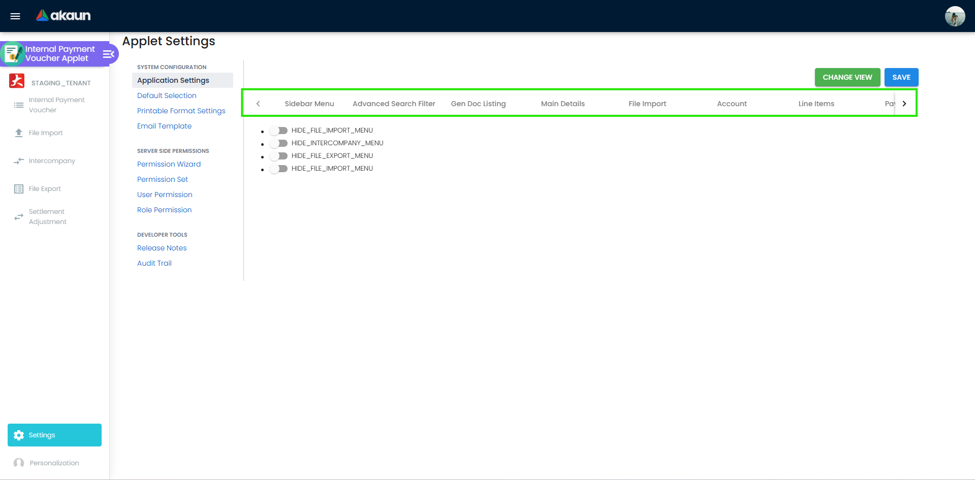 Application Settings