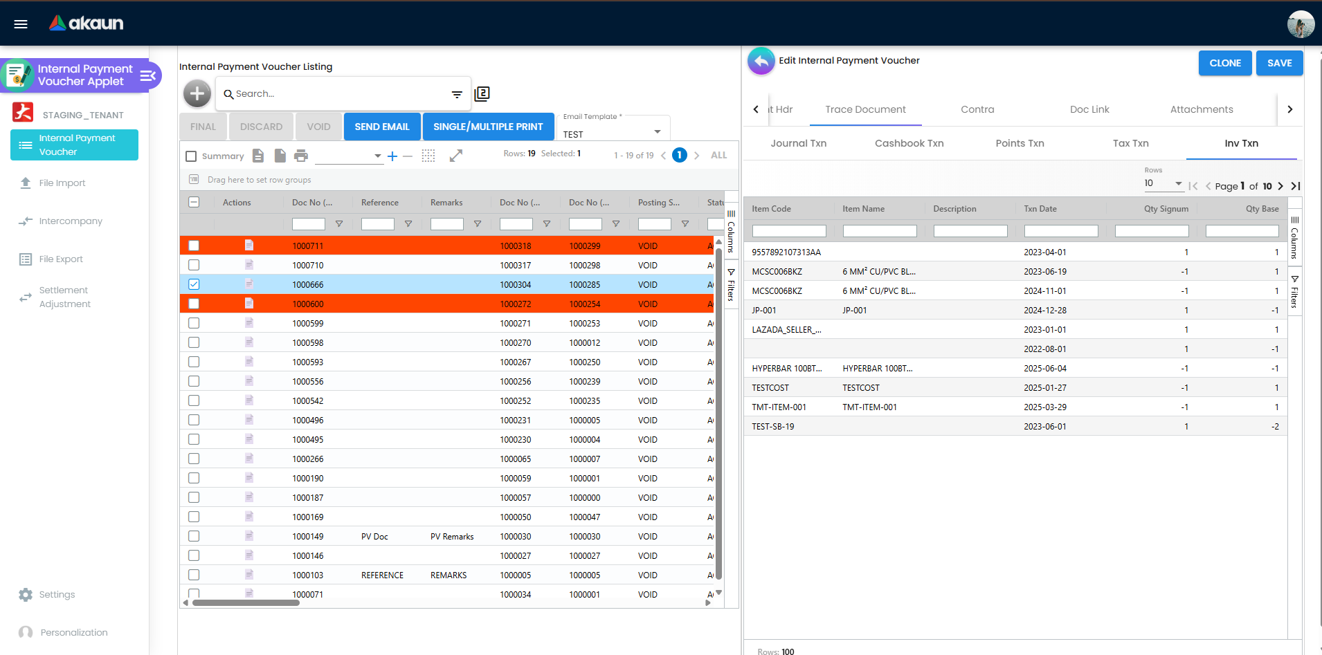 Payment Voucher after void
