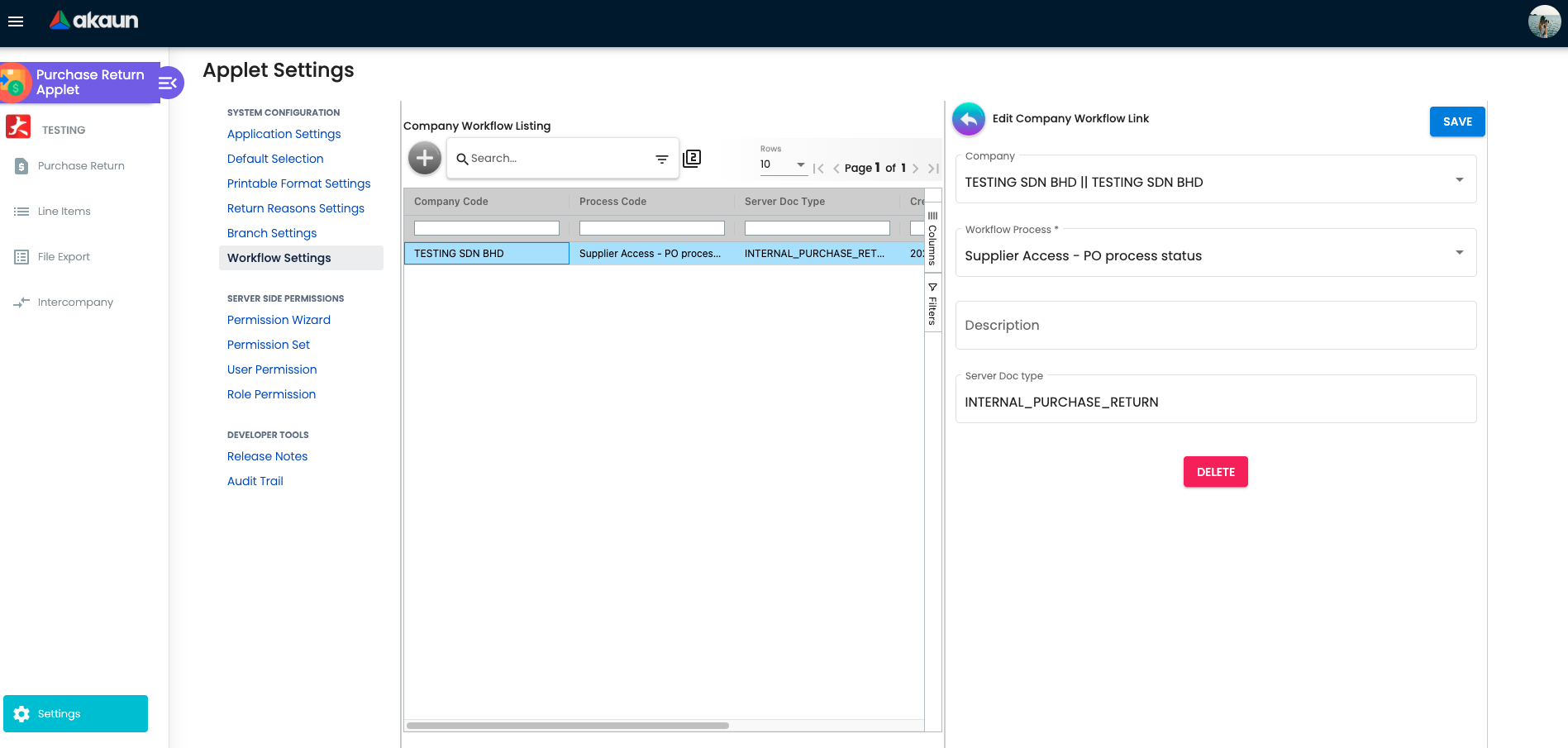 Workflow Settings