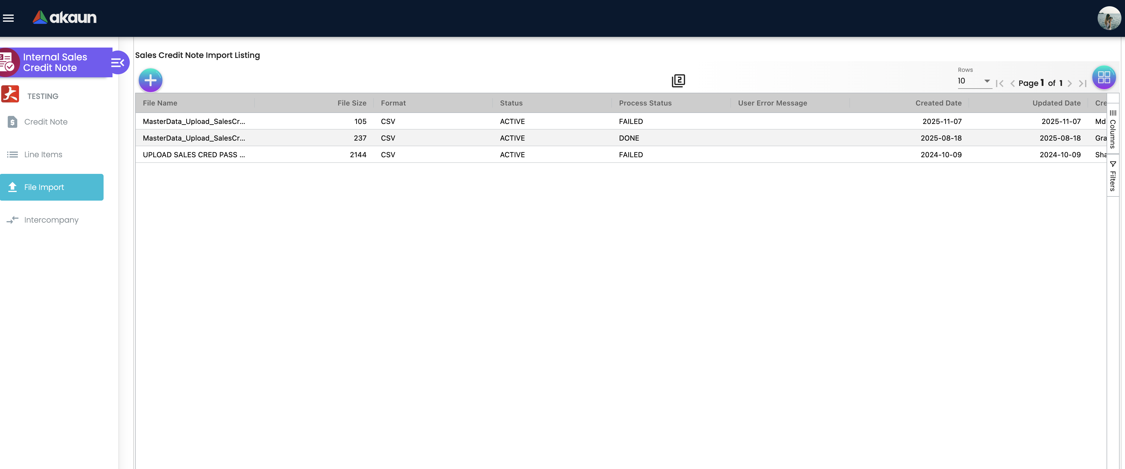 File Import Listing