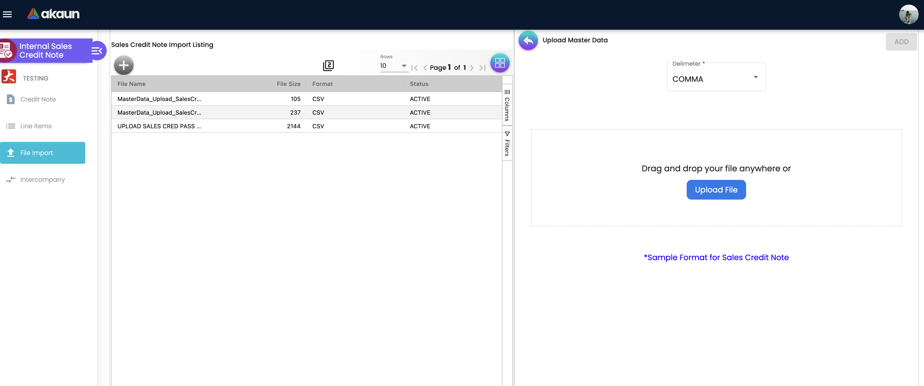 File Import Upload Dialog