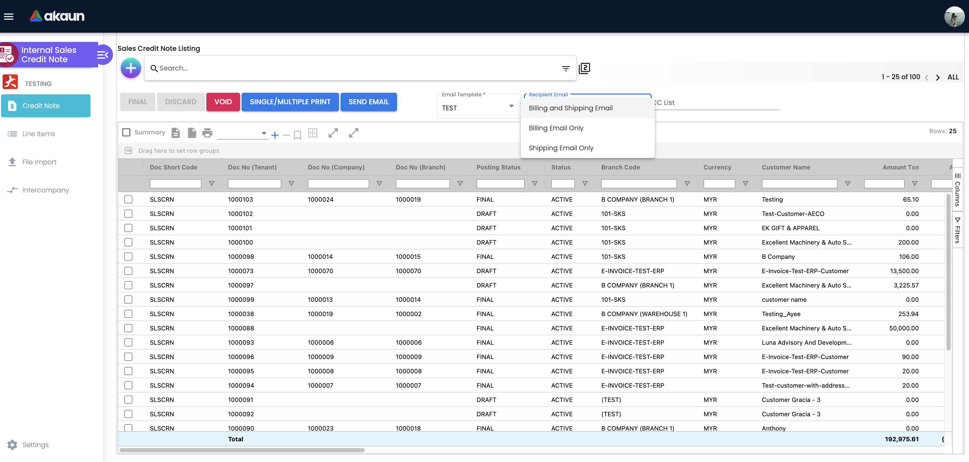 Listing Email Options
