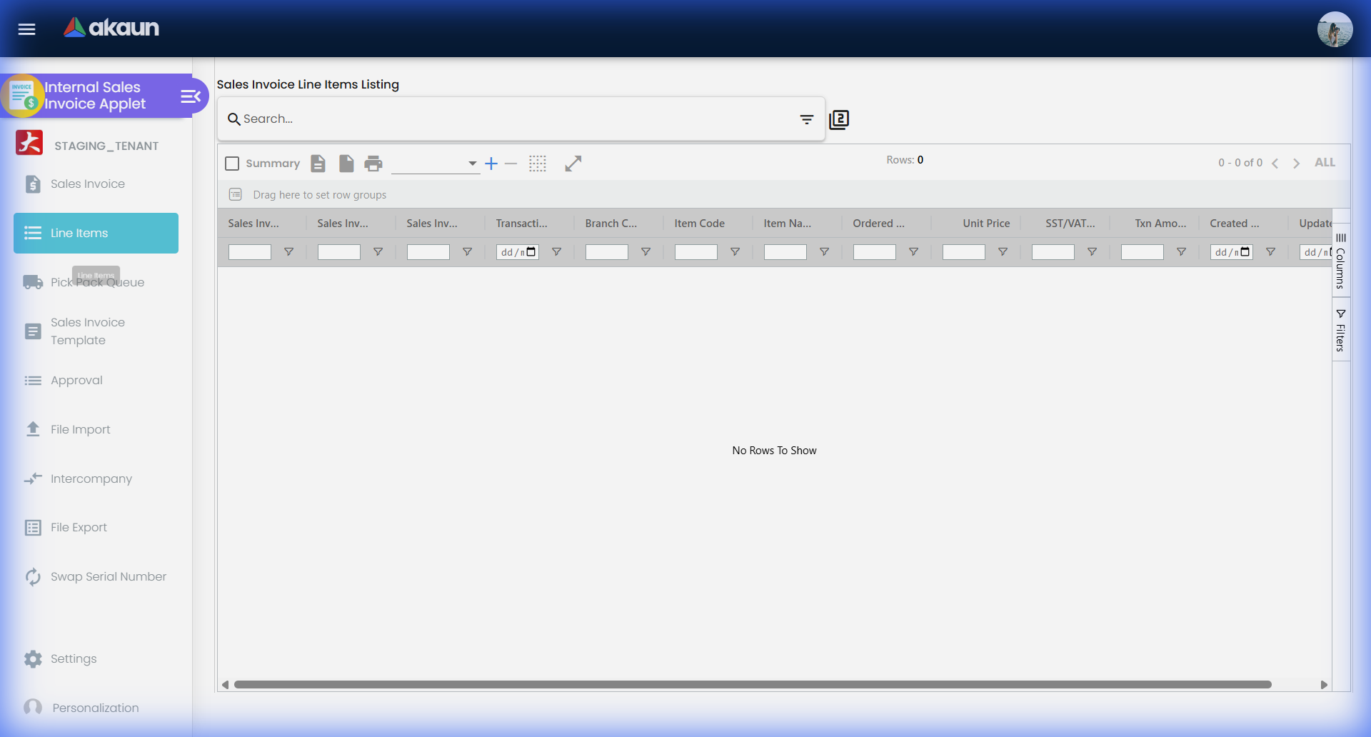 Line Reports Listing