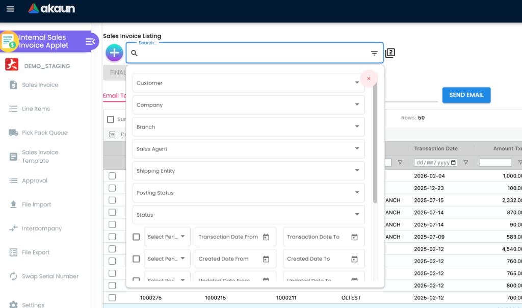 Advanced Search Drawer