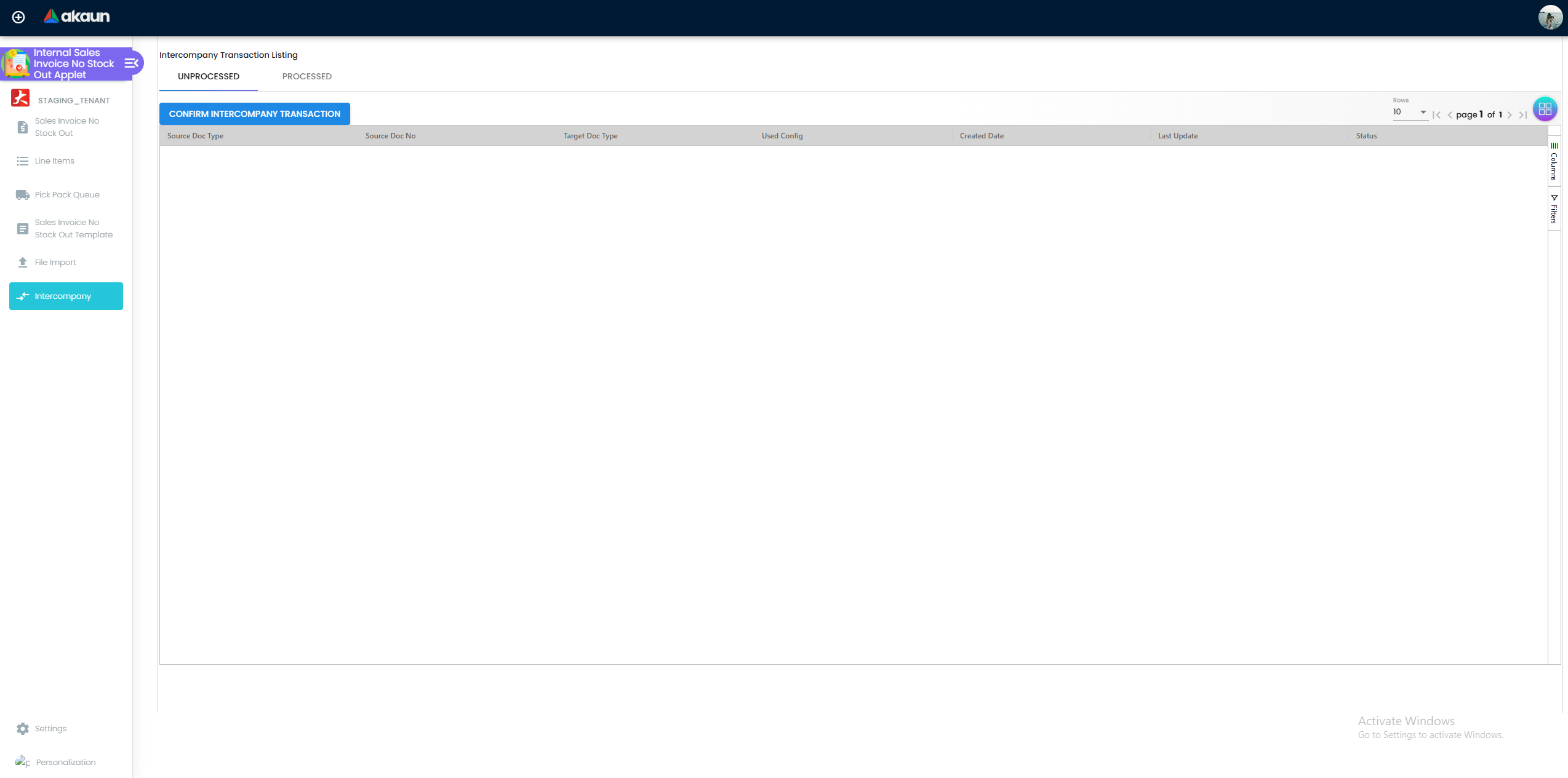 Intercompany Menu - matching cross-entity sales and purchases