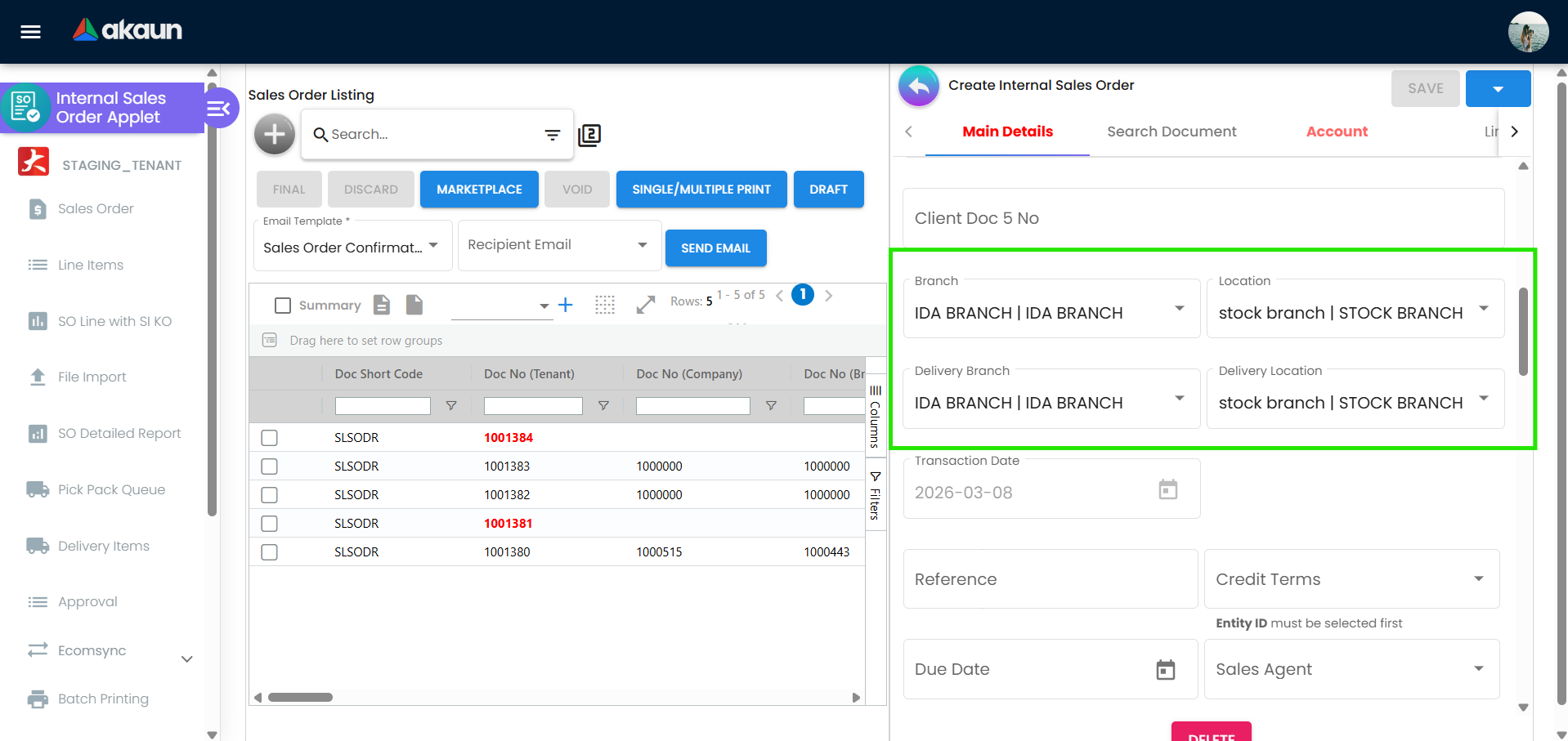 Delivery branch 与 location 字段