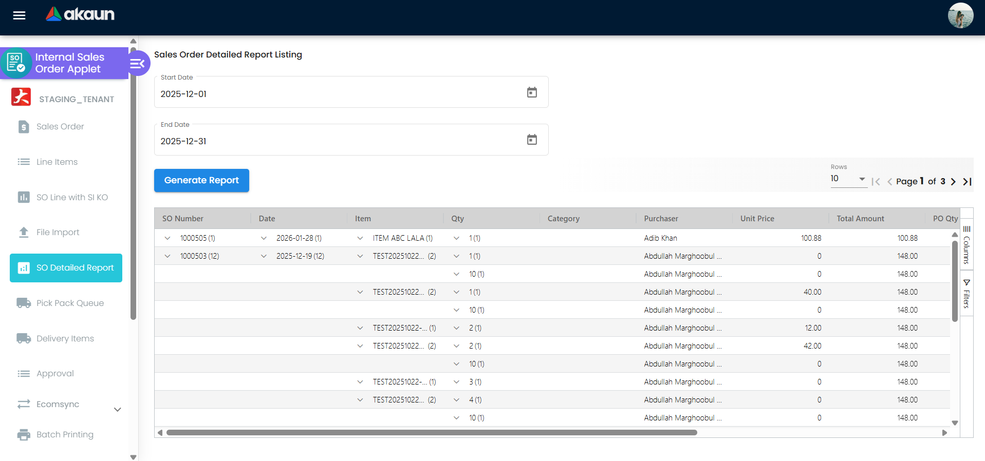 Sales Order Detailed Report（日期筛选与分组）