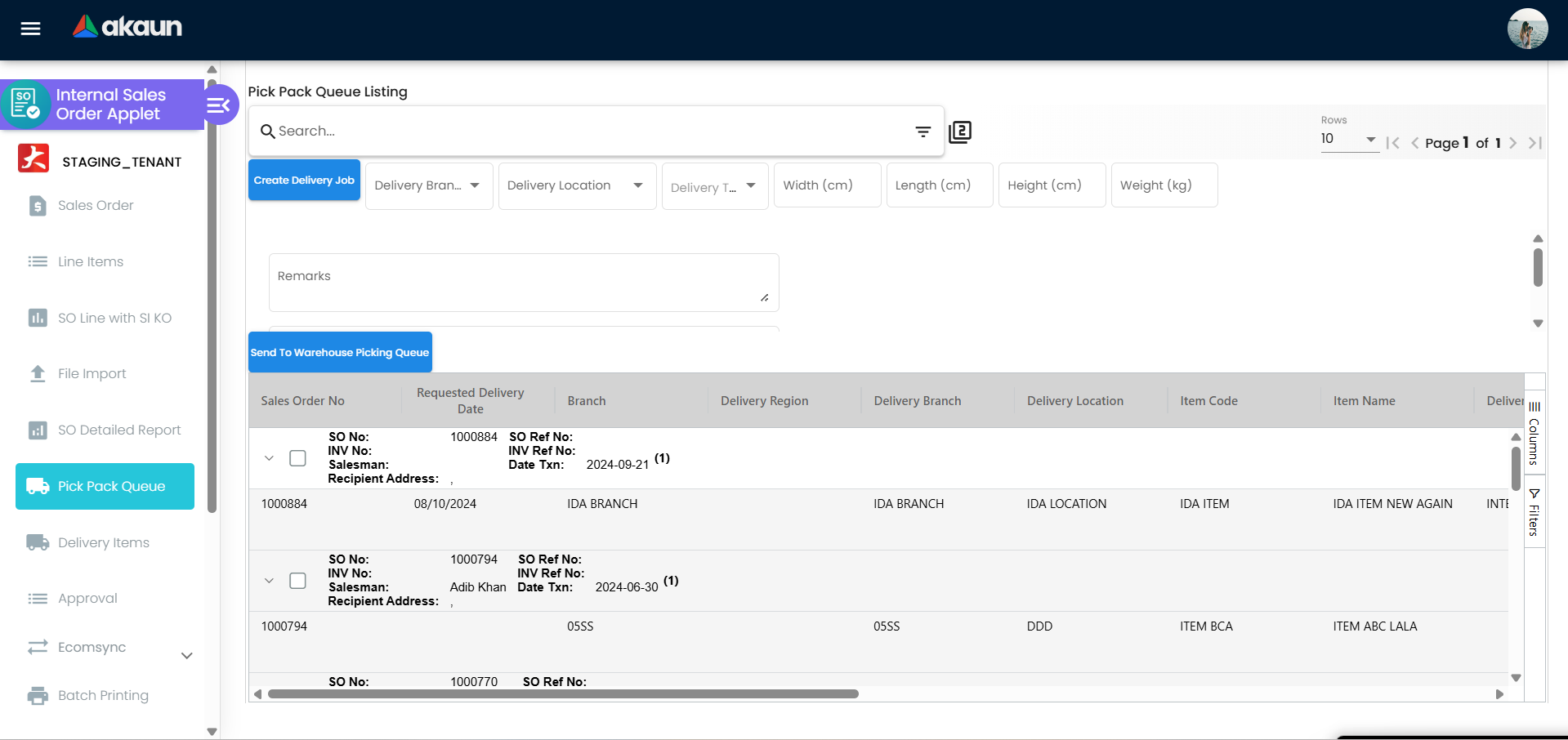 Pick Pack Queue 列表（按订单分组）