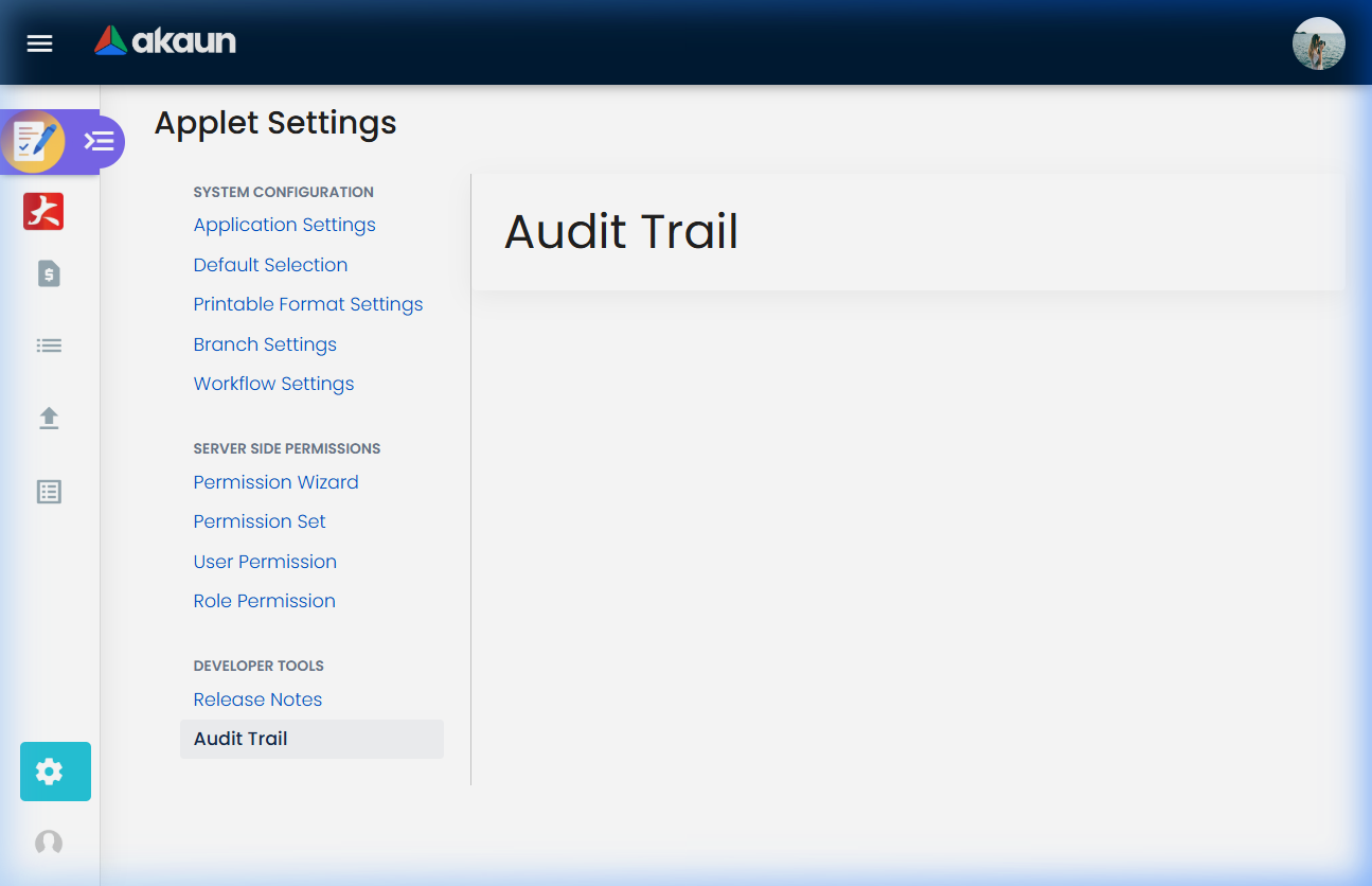 Audit trail showing the applet log with quotation history