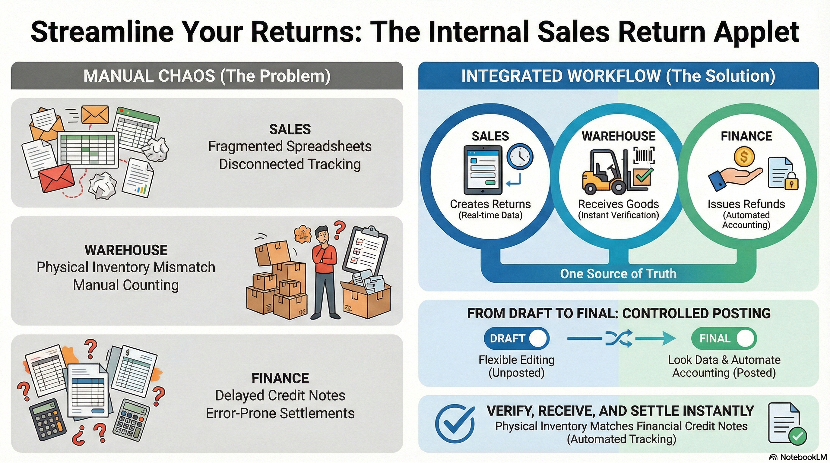 Internal Sales Return Applet Overview - Manual Chaos vs Integrated Workflow