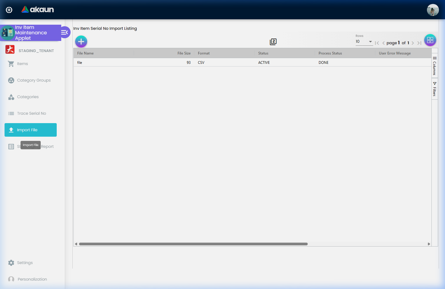 Import Serial Number File