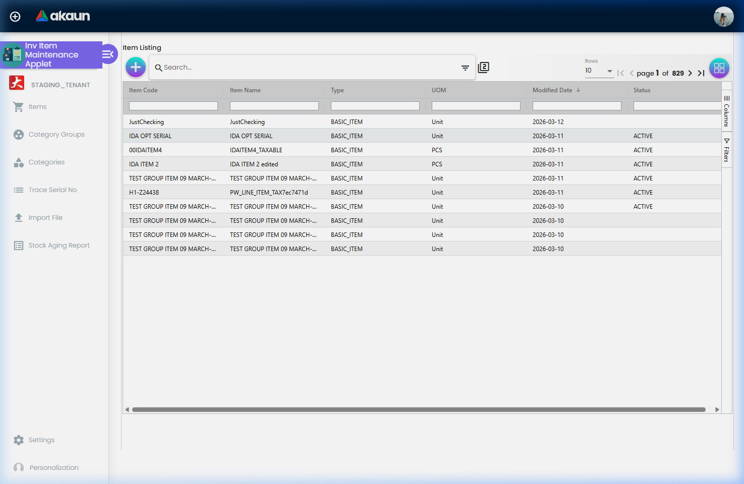 Item Listing Overview