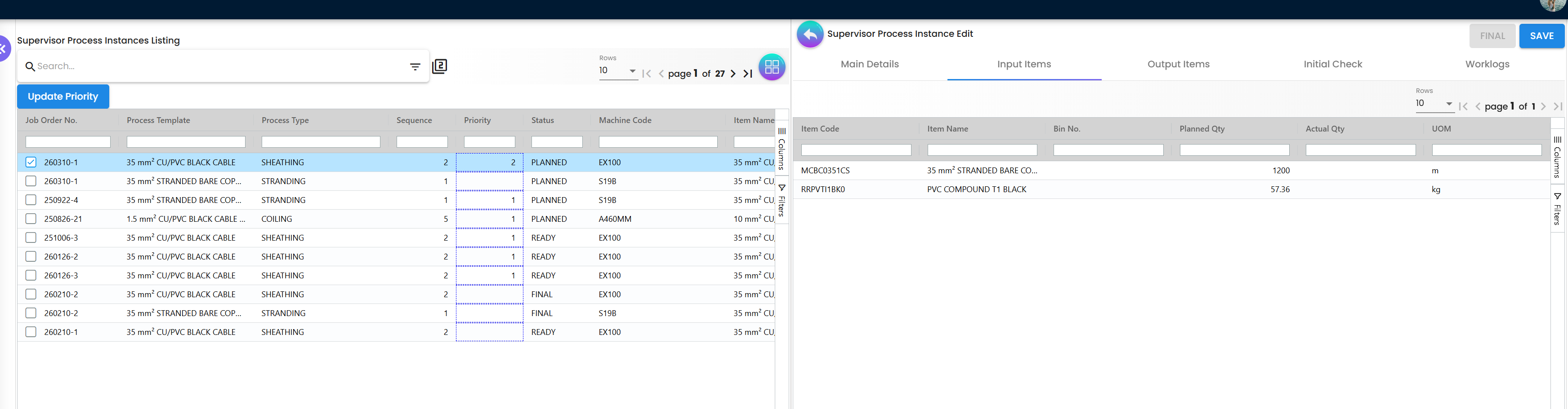 Supervisor PI Input Items