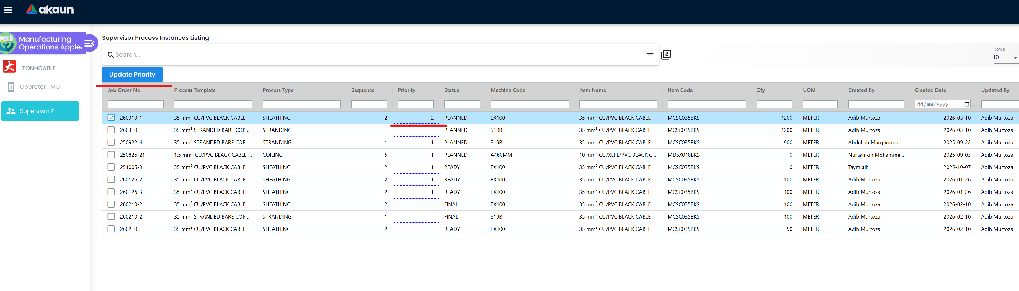 Supervisor PI Update Priority