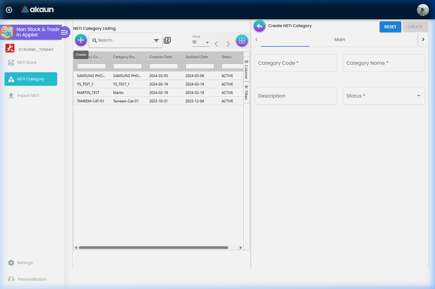 Create NSTI Category