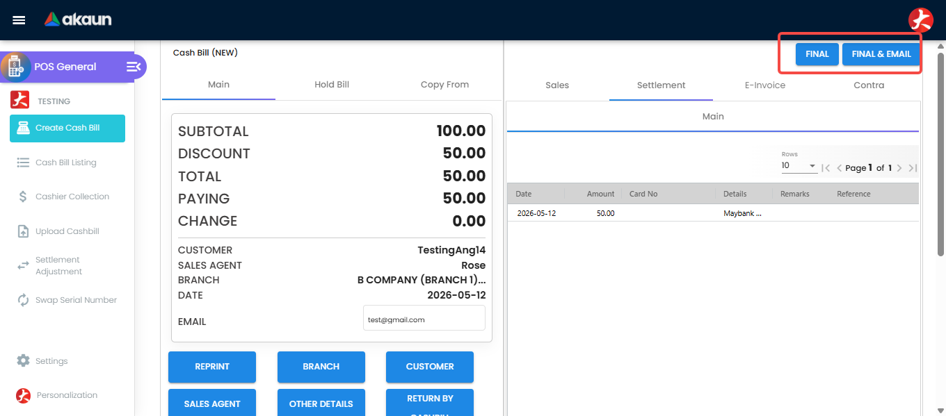Finalize Sale