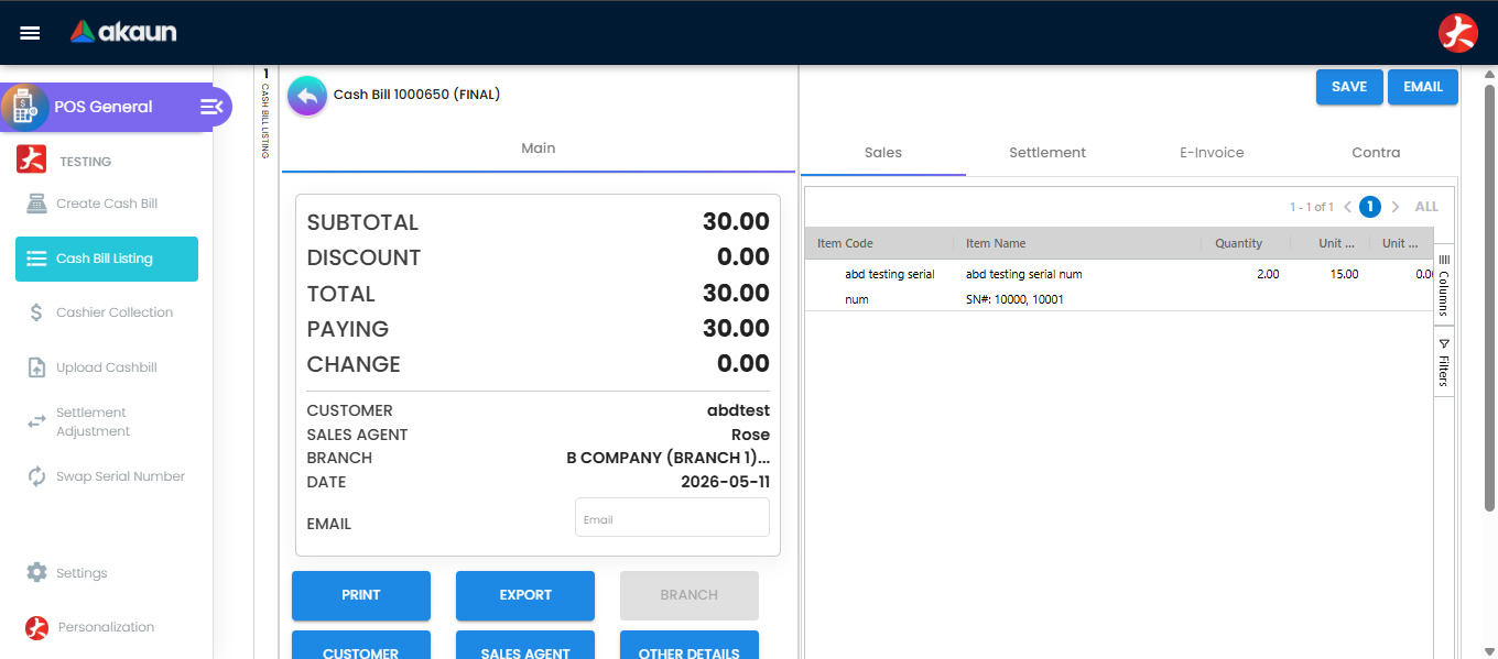 Review Cash Bill