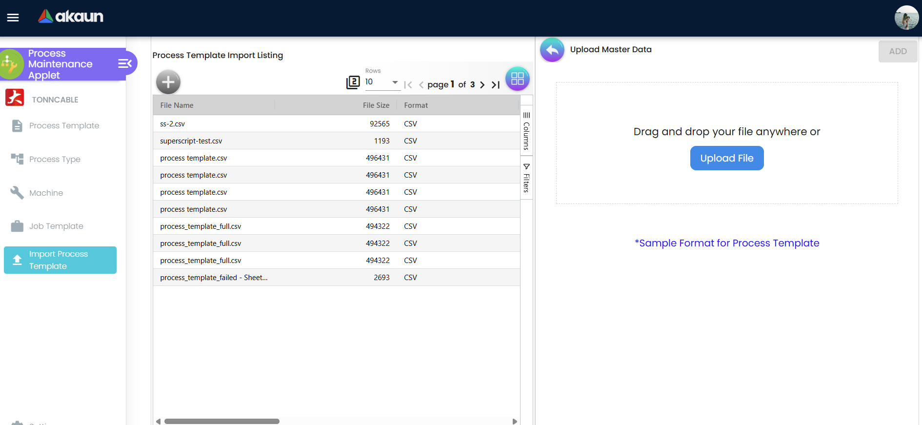 Process Template Import