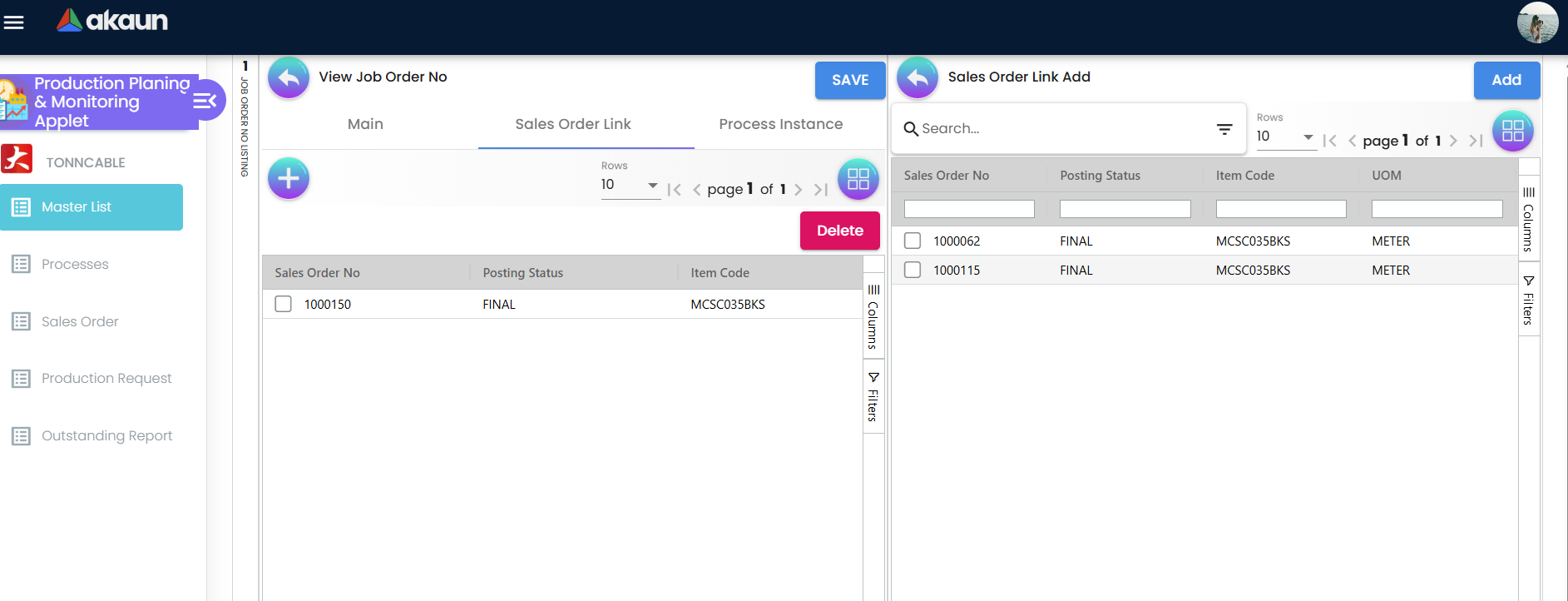 Job Order Sales Order Linking