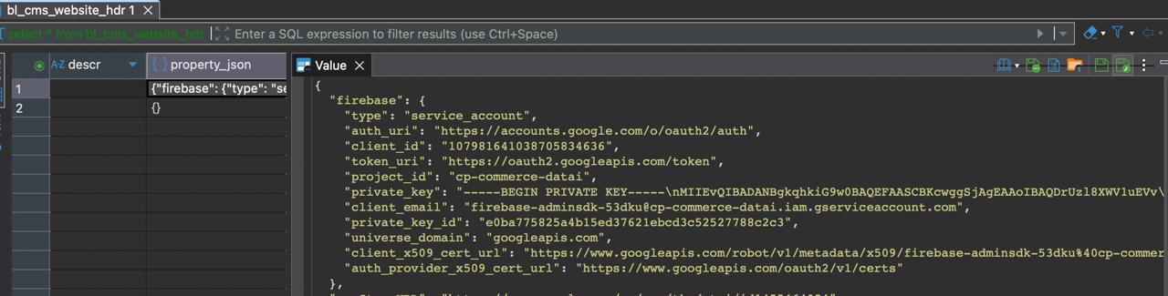 Database Configuration in bl_cms_website_hdr Table