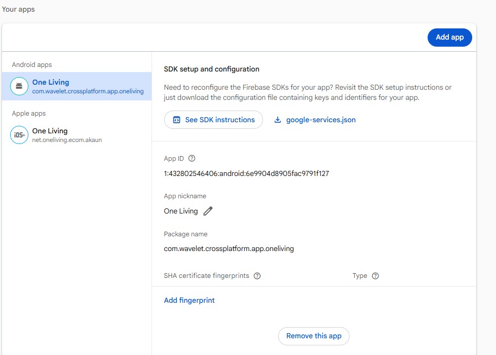 Firebase Android-specific Settings