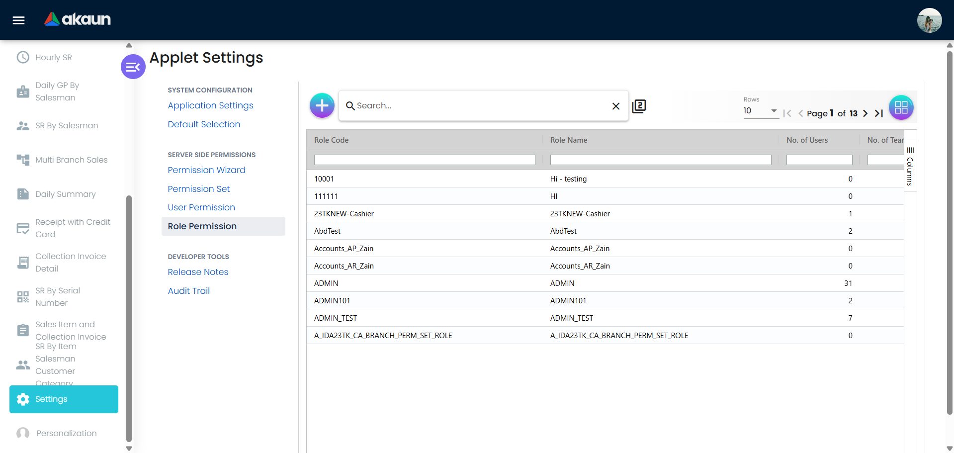 Seeting which the admin or other staff can set which user can access and have permission on specific setting