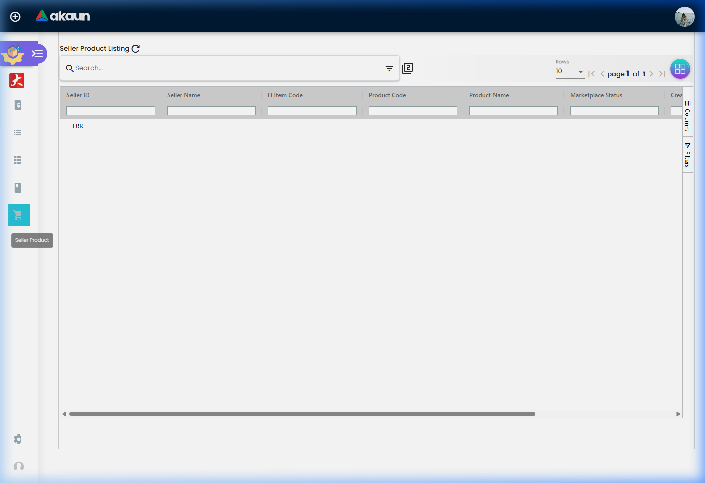 Seller Product Listing