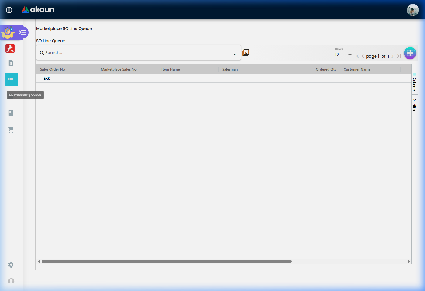 SO Processing Queue Listing