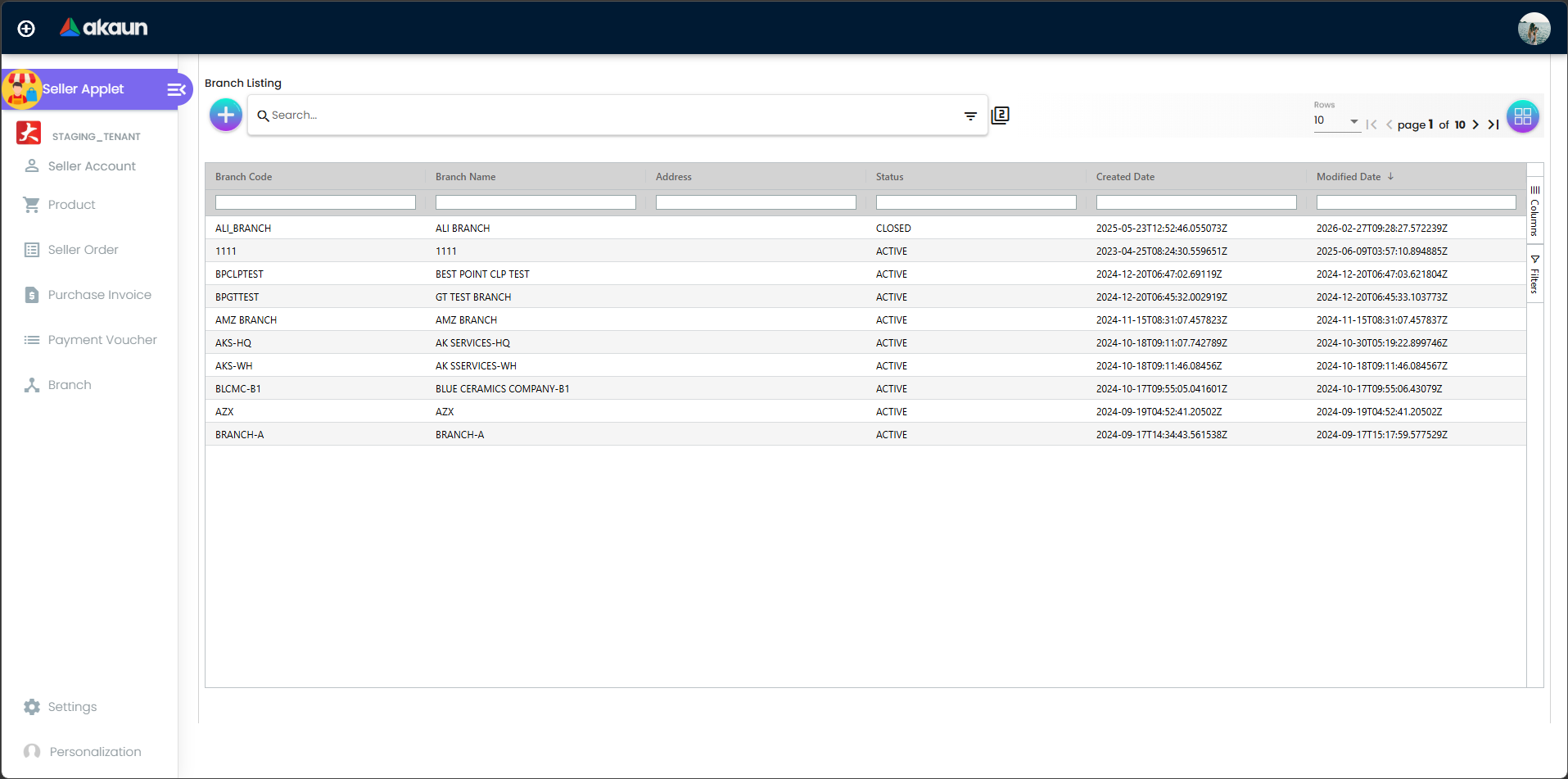 Branch and Store Listing
