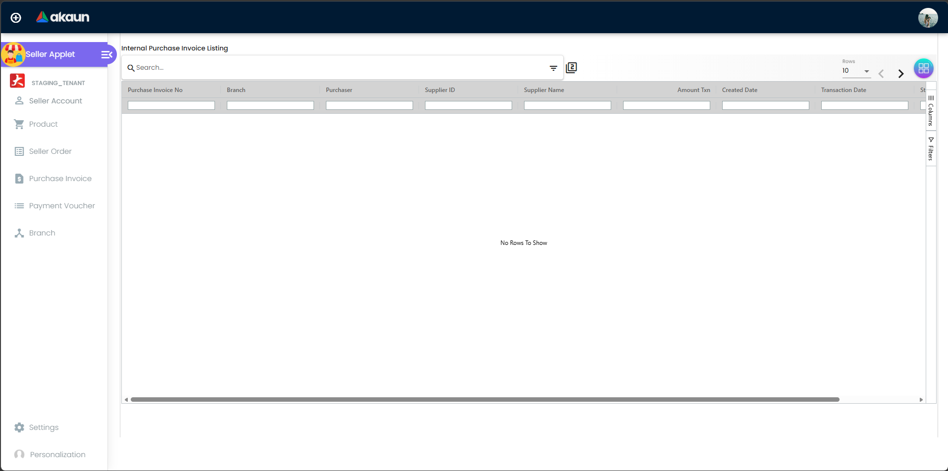 Purchase Invoice Listing