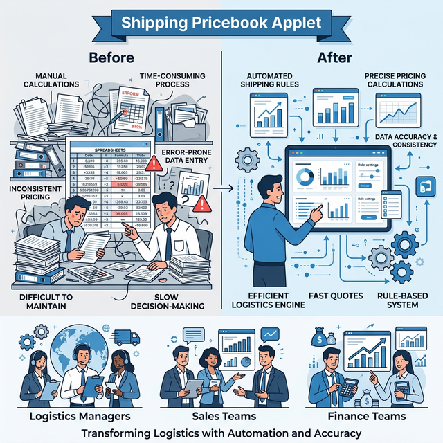 Shipping Pricebook Applet Overview: Before and After