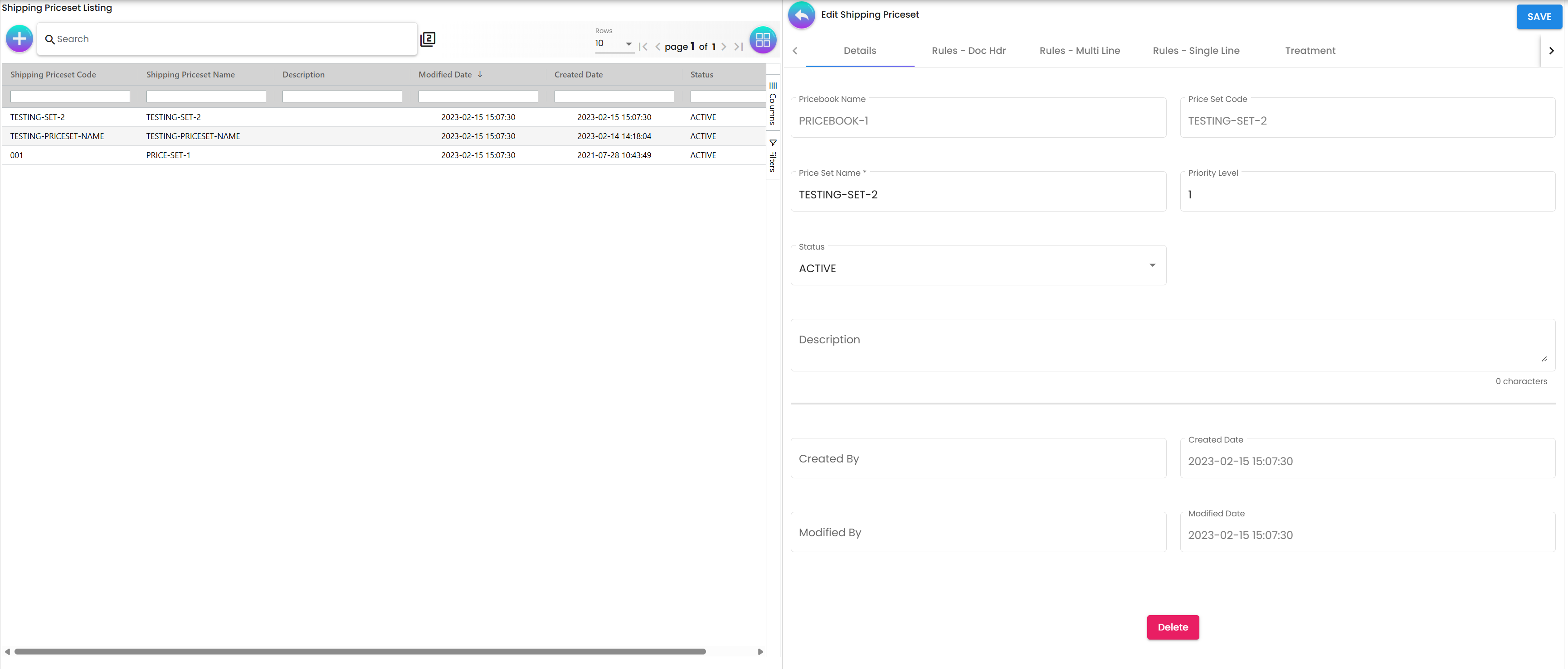 Shipping Priceset Editor