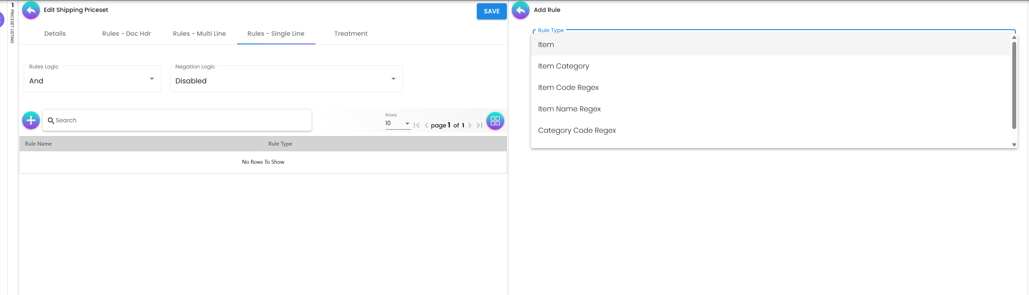 Single-Line Rules Configuration