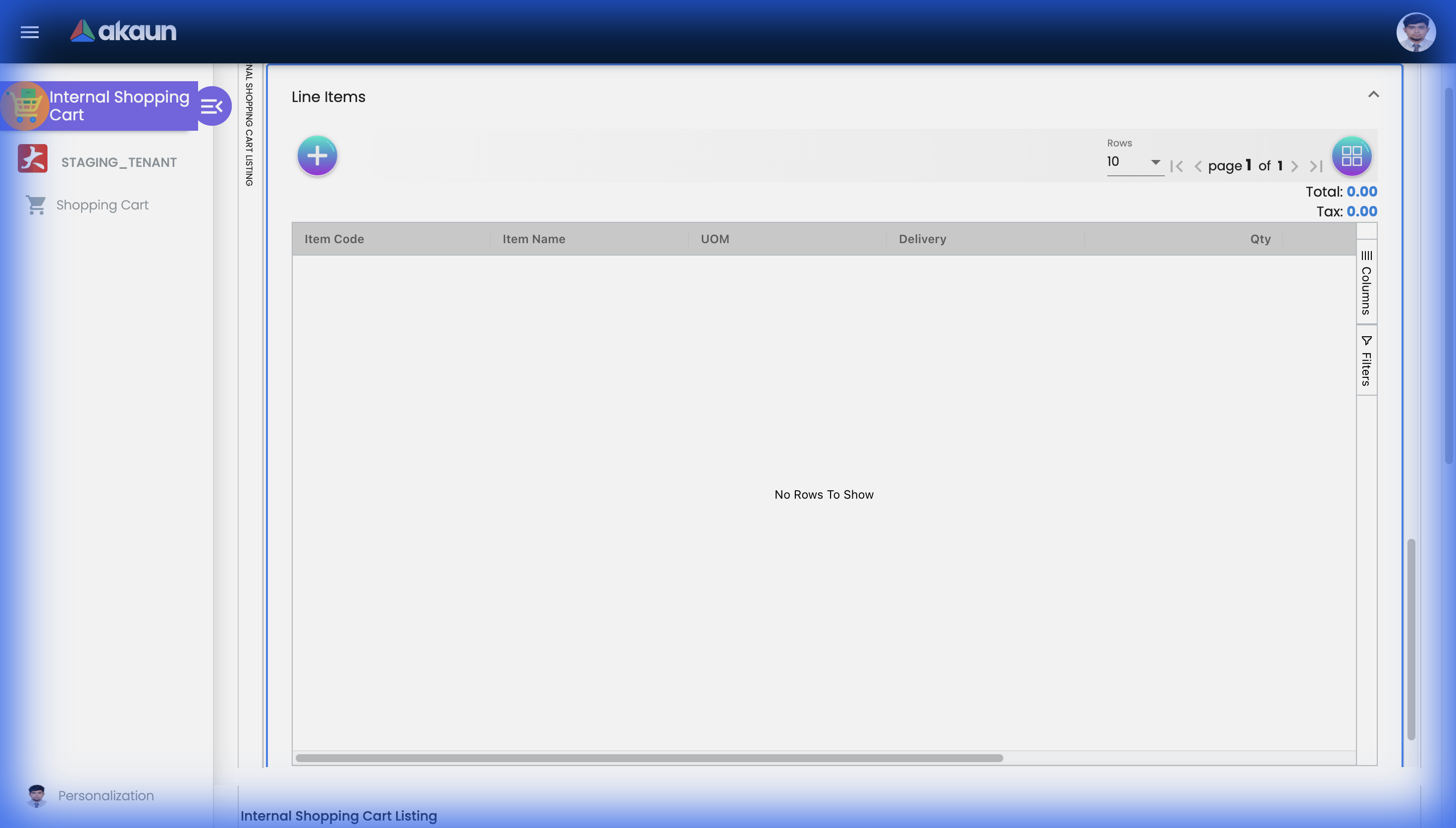 Shopping Cart Create