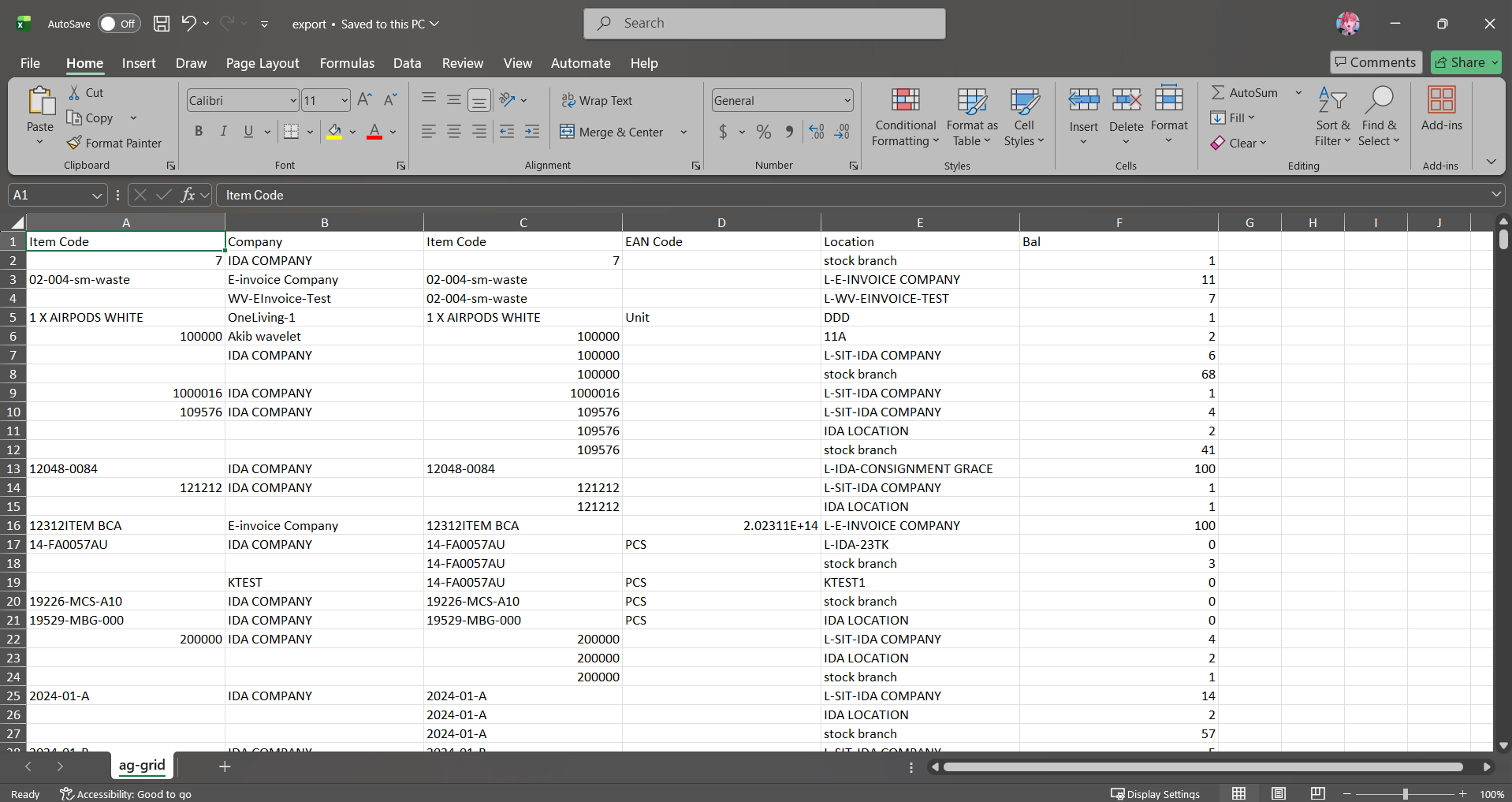 Fail Excel dieksport