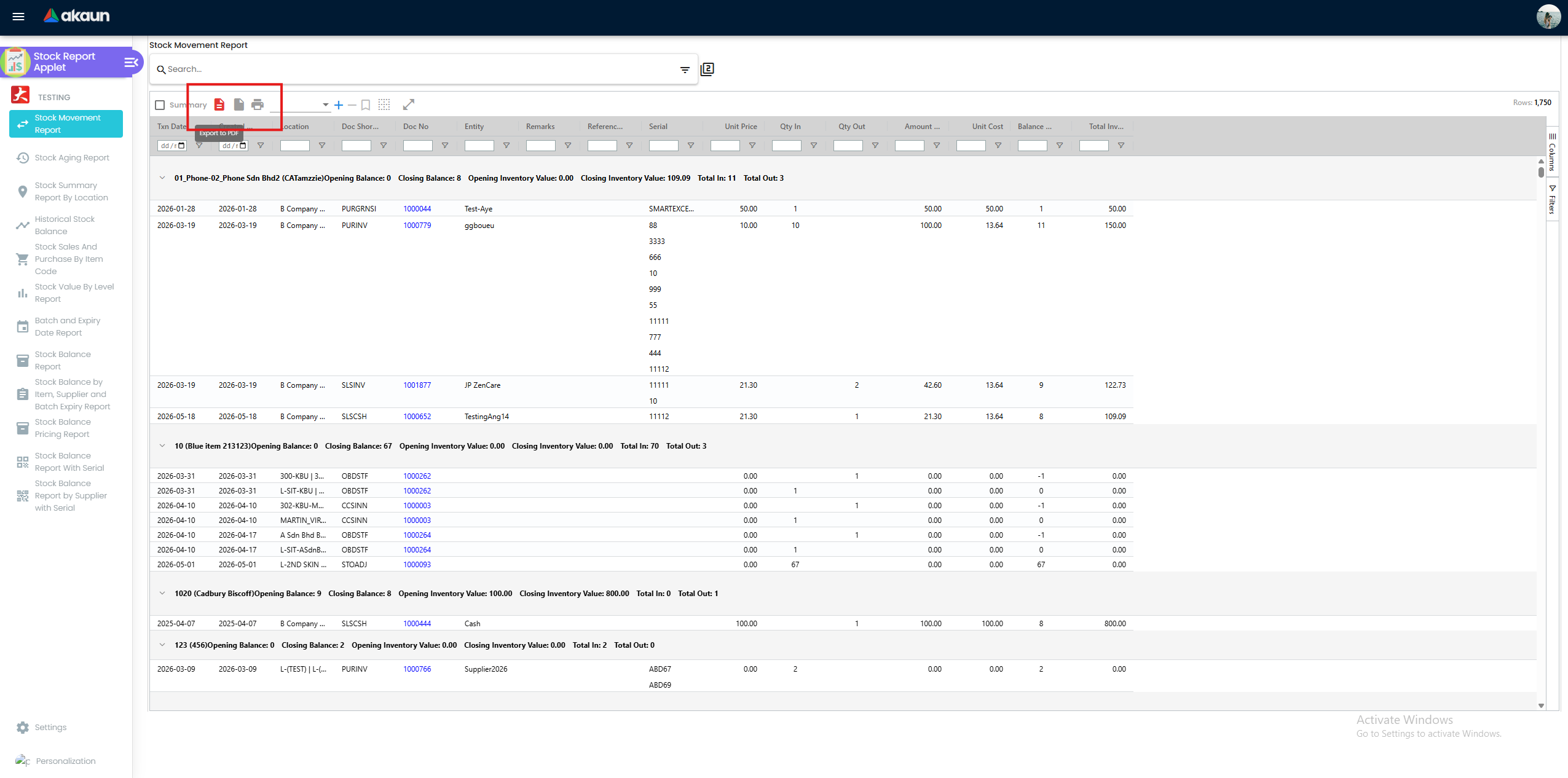 Export Report Options