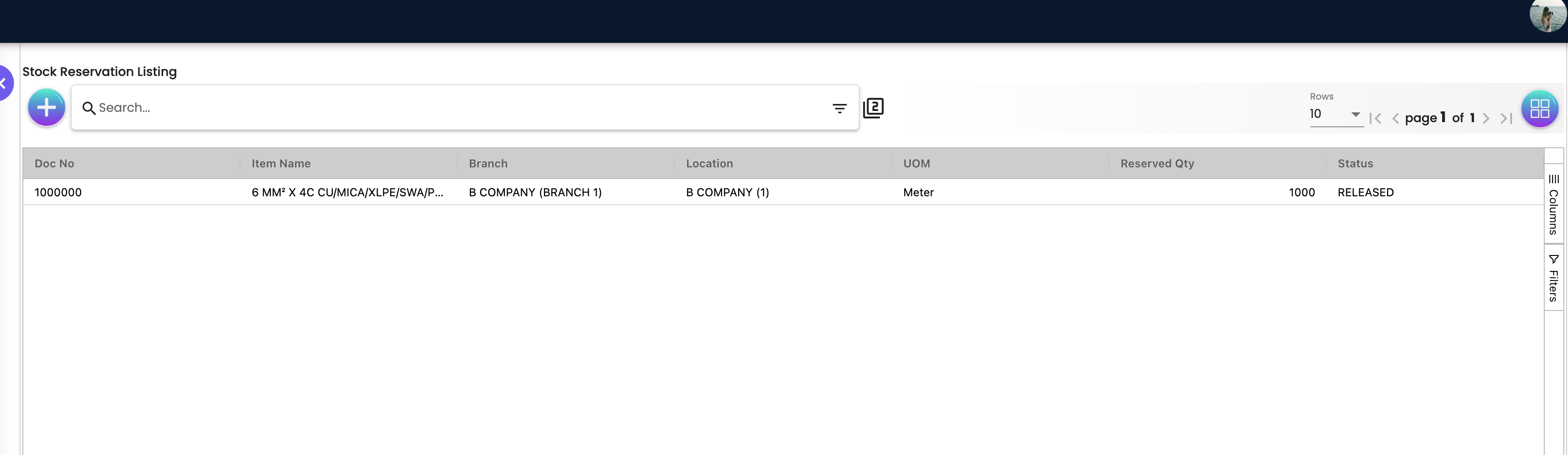 Stock Reservation Listing